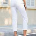 Sidefeel Women's Jeans High Waisted Stretchy Cropped Skinny Jeans Trendy Cross Raw Hem Summer Capri Pants with Pockets (White, M)