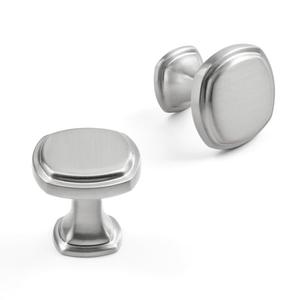 HESTIA HARDWARE 10 Pack Knobs for Cabinets and Drawers | Square Satin Nickel Cabinet Knobs and Kitchen Hardware | Brushed Nickel Vintage Drawer and Dresser Knob (Z20.10.S)