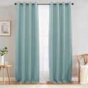 jinchan Linen Textured 75% Blackout Curtain for Living Room Bedroom Curtain Room Darkening Grommet Top Window Treatment 108 Inch Length Aqua Blue Drape 1 Panel