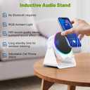 Wireless Induction Audio Bluetooth Speaker, 4 in 1 Phone Stand Speakers Amplifier with Colorful Ambient Light,360 Adjustable Holder for Tablet iPhone Android, Gifts for Men Women Teens-White