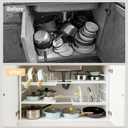 Pots and Pans Organizer Under Cabinet, Expandable Length, Adjustable Height Under Sink Shelf 2 Tier with 10 Dividers Under Cabinet Shelf, Pot and Pan Lid Holder Rack (White)