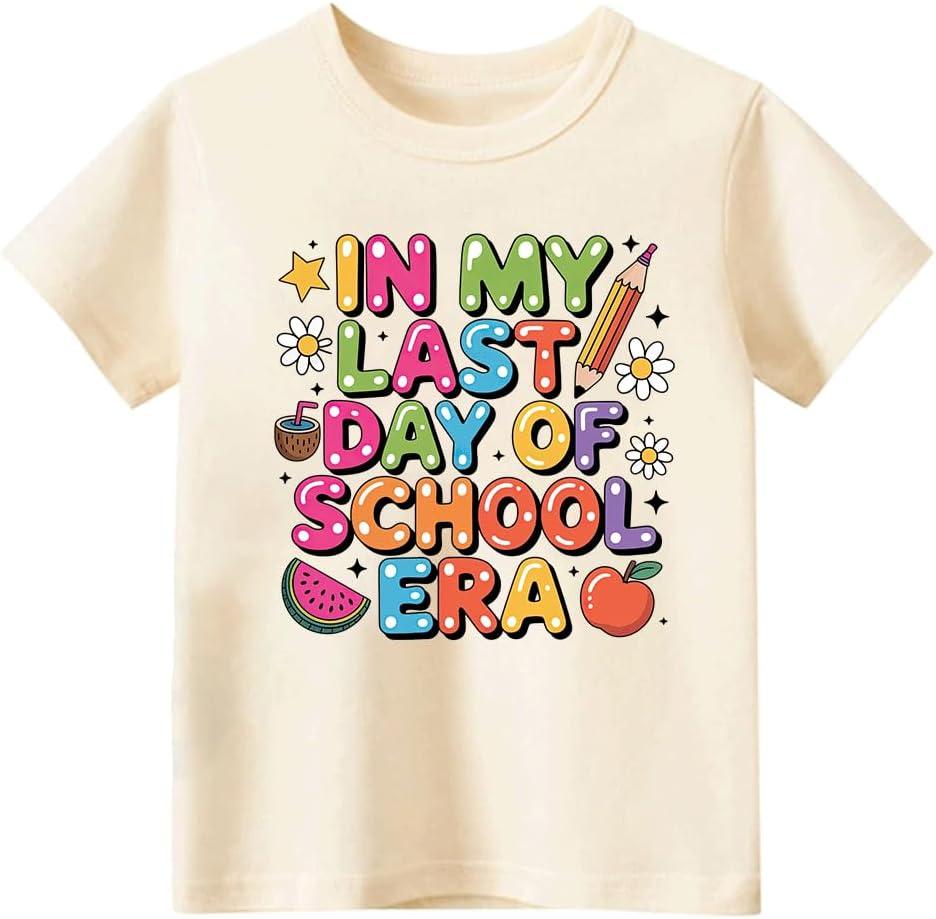 Toddler Last Day of School Shirt for Boys Kid Grils, My Happy Last Day of School T Shirt, Cotton Blend, Funny Design :4-7T (Beige)