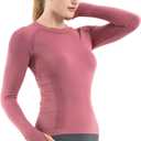 MathCat Seamless Workout Shirts for Women Long Sleeve Yoga Tops Sports Running Shirt Breathable Athletic Top Slim Fit (XS, Brick Red)