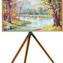 Easel TV Stand with Tripod Base for 45-65 inch Flat Screen up to 77lbs, Height Adjustable TV Stand Tripod for Living Room w/Cable Ties, 180Swivel, Black