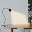 Desk lamp Eye-Caring Table Lamps, 360Rotation Gooseneck Clip on Lamp Reading Light, Portable Reading Book Light, Clamp Light, Study Desk Lamps for Bedroom and Office Home Lighting (Black with Dimmer)