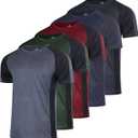 Real Essentials 5 Pack: Men's Dry-Fit Short Sleeve Crew Neck T Shirts Fitness Running Gym Workout Cool Exercise Athletic Tee, X-Large