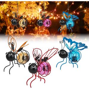 Solar Bees Lights Outdoor 2025 New Hanging Solar Garden Bee Outdoor Patio Garden Decor Simulation Bumble Solar Light for Christmas, Yard, Patio, Porch