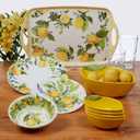 Lemon Zest Melamine Dinner Plates Set of 6 – Unbreakable Outdoor Plates for Patio Dining, Garden Parties, BBQs, RV Camping, Farmhouse Kitchen, and Everyday Family Meals