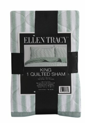 Ellen Tracy King 1 Quilted Sham 20x36 100%Polyester Green