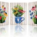 Lapremoly Vintage Wood Grain Flowers Wall Art for Kitchen Wall Decor for Living Room Bedroom Decorations Room Wall Decor 3 Pieces Framed Canvas print Artwork Modern Office Home Decor Paintings