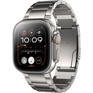LULULOOK Titanium Ultra 3 Watch Band - Grade 2 Titanium Metal Band for Men, Compatible with Apple Watch Ultra 3/ Ultra 2/ Ultra 49mm, Series 11/10 46mm, Folding Clasp & Adjustable Link DLC Coating