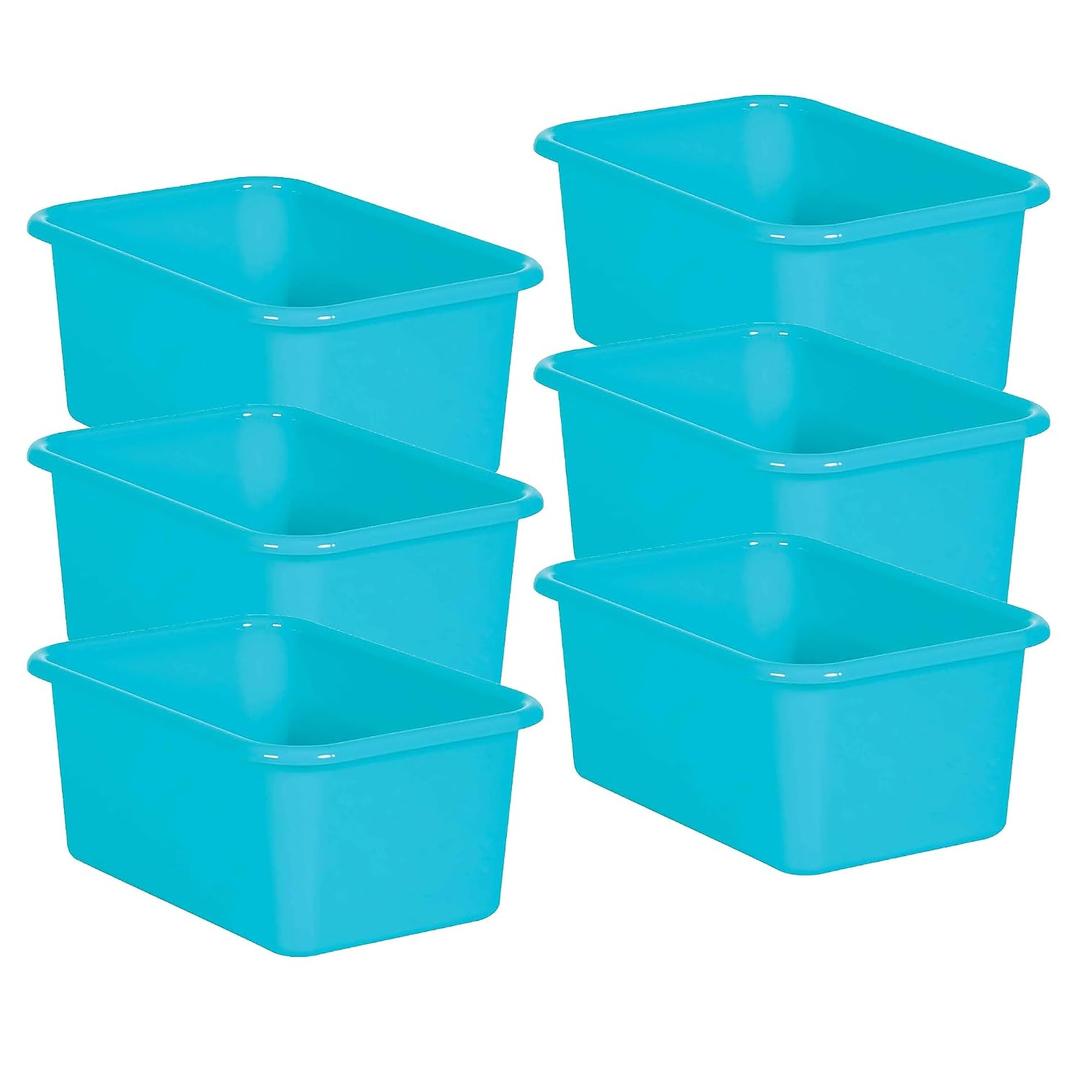 Teacher Created Resources Teal Small Plastic Storage Bin, Pack of 6