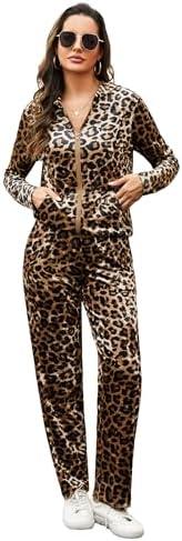 Marvmys Velour Tracksuit Women's 2 Piece Outfits Velvet Sweatsuit Jogging Suit Full Zip Up Hoodie and Sweatpants Set M