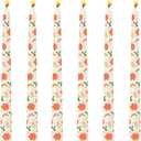 6 Pack Printed Taper Candle Set for Home Decoration, 10 Inch Ivory Candlesticks with Poinsettia Berries and Leaves Pattern for Dinner Holiday Seasonal Celebration, Dripless and Smokeless Candle