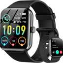 Smart Watch(Answer/Make Call), 1.85" Smartwatch for Men Women, 100+ Sport Modes, Pedometer, IP68 Waterproof Fitness Tracker, Heart Rate/Sleep Monitor, Smart Watches for Android & iOS (2 Straps) (R50 Black)