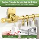 EKOTTOK Heavy Duty Curtain Rods No Drilling for Windows 30 to 90 Inches,5/8 Inch Diameter No Drill Small Curtain Rod Set with Adhesive Brackets, Gold