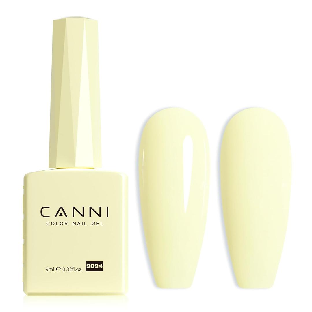 CANNI Pastel Yellow Gel Nail Polish, 1Pcs Light Yellow Gel Polish Color Nail Polish High Gloss Soak Off U V Nail Manicure Salon DIY (9094- Barley White)