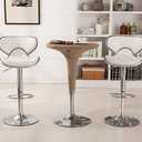 Roundhill Furniture Masaccio Cushioned Leatherette Upholstery Airlift Adjustable Swivel Barstool with Chrome Base, Set of 2, White
