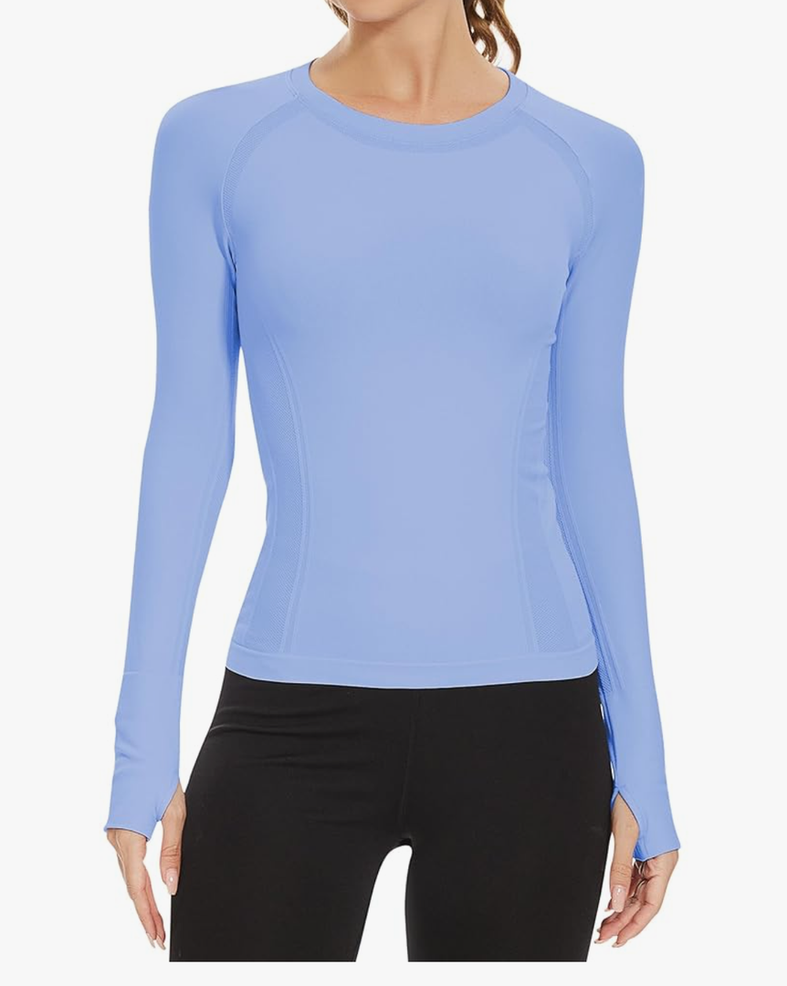 MathCat Workout Shirts for Women Long Sleeve, Workout Tops for Women, Quick Dry Gym Athletic Tops，Seamless Yoga Shirts (Size S)