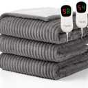 Homemate Electric Heated Blanket King Size  100"x90" Heating Blanket King Size Dual Control 1/2/4/6/8 Hours AutoOff 10 Heat Level OverHeat Protection Soft Flannel Sherpa ETL Certification