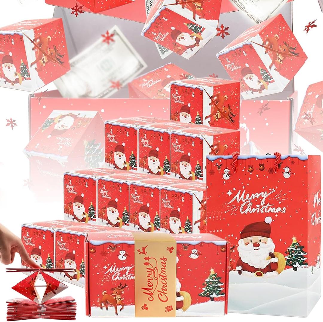 Christmas Surprise Box Gift Explosion for Money - Pop-Up Cash Gifts Boxes, Unique Folding Bouncing Envelope Gift Box, Cash Explosion for Birthday Anniversary Valentine Proposal