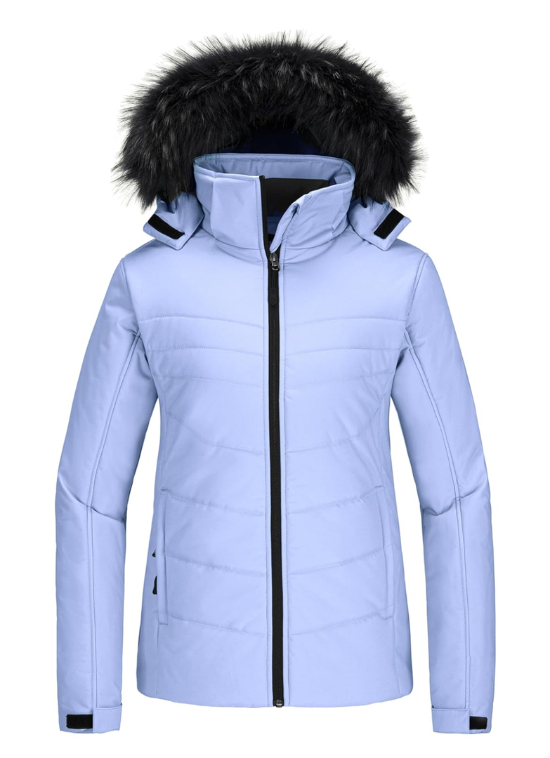Skieer Women's Waterproof Ski Jacket Warm Puffer Jacket Thick Hooded Winter Coat Size S