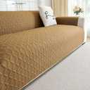 ENVEHUG Loveseat Sofa Cover for 2 Cushion Couch Water Resistant Slipcover Furniture Protector Washable Couch Cover with Non Slip and Elastic Straps for Kids Dog Cat Pet (Khaki, 104x76)