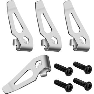 4-Pack Stainless Steel Belt Clip Hook Kit for 12V Cordless Tools, Tool Belt Hanger with Screws, Compatible with M12 Series Tools for Compact Drills & Impact Drivers