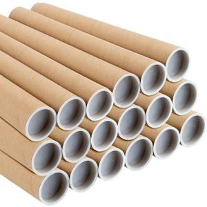 FUNSUEI 18 PCS 2 x 16 Inch Brown Kraft Mailing Tubes with Caps, Cardboard Mailing Tubes for Shipping, Storing, Mailing, Blueprints, Posters