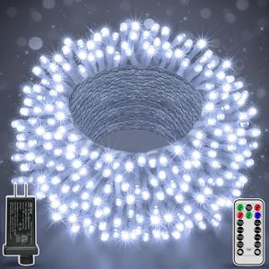 196FT 600 LED White Christmas Lights, Timer & Memory Function, 8 Modes Christmas String Lights Plug in Fairy Lights for Xmas Tree Holiday Garden Party Decor