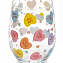 Maxcheck 6 Pcs Candy Conversation Valentines Day Cups Stemless Wine Glass Set 18 oz Heart Wine Glasses Colorful Conversation Drinking Glasses for Valentine Party Wedding Present Holiday Party Gift