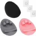 Manmihealth 3 PCS Soft Silicone Shower Brush, Super-Lathering and Deep-Cleaning Silicone Body & Face Scrubber, Gentle Exfoliating Bath Glove for All Skin Types with Free Hooks (Black +Gray+ Pink)