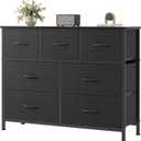 OLIXIS Dresser for Bedroom with 7 Fabric Drawers Storage Organizer Closet Chest Clothes Cabinet Vertical Dresser for Living Room Entryway Hallway,Black, 11.8"D x 39.4"W x 30"H