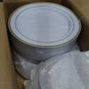 BESTSTAR 200PCS Gold Plastic Plates Set, 100 10.25 inch Dinner Plate and 100 7.5 inch Dessert Plates, Premium Disposable Plates for Party, Wedding