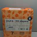Pura Size 7 Eco-Friendly Diapers (33+lbs) Hypoallergenic, TCF, Soft Organic Cotton, Sustainable, up to 12 Hours Leak Protection, Allergy UK, Recyclable Paper Packaging, 6 Packs of 17 (102 Diapers)