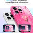 2 x for iPhone 16 Pro Case, iPhone 16 Pro Clear Case,[Not-Yellowing] with [1X Tempered Glass Screen Protector],Glitter Bling Sparkly Slim Fit Shockproof Phone Cases for Women Girls (Hot Pink)