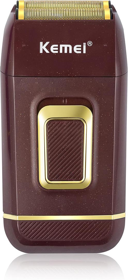 KEMEI Foil Shaver Double Electric Shaver for Men Electric Razors Head Shavers for Bald Men Barber Supplies Hair & Beard Trimmer Cordless Rechargeable (Brown)