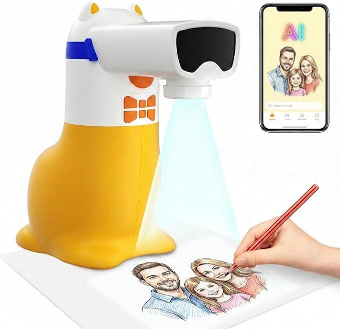 Yoturetoys AI Drawing Projector for Kids, Smart Art Tracing Machine to Inspire Creativity with Voice Learning & PhototoSketch, STEM Educational Toy, Christmas Birthday Gift for Boys Girls Ages 4+