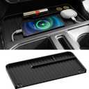 Center Console Organizer Tray for Ford F150 Accessories 2021-2025 & F150 Lightning XLT Accessories 2022-2024 [Two USB Hole/Double Layers] Only Fit Front Shifter Open Pocket Organizer Black