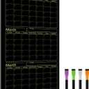 Black Glass Whiteboard Calendar 36" X 18" 3 Month Dry Erase White Board Planner Glass Large Wall Mounted Calendar with Marker Tray for Wall Home Office