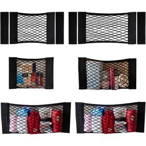 6 Pack Mesh Cargo Net Trunk Cargo Net Wall Sticker Organizer Pouch Bag Elastic Net with Tape Stickers for Car Trunk Storage Storage Holder for Kitchen Cabinet,Closet Organize (6PCS (Different Sizes))