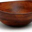 Lipper International Cherry Finished Wavy Rim Serving Bowl for Fruits or Salads, Matte, Large, 13" x 12.5" x 5", Single Bowl