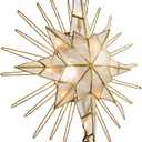 Kurt Adler 10 Light Gold Glitter Capiz Bethlehem Star Treetop, 14"