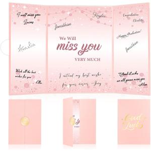 Farewell Guest Book Alternative, Retirement Going Away Party Decorations Farewell Gifts for Coworkers Friends, We Will Miss You Card Signature Board, Graduation Goodbye Gift for Women Man, Rose Gold