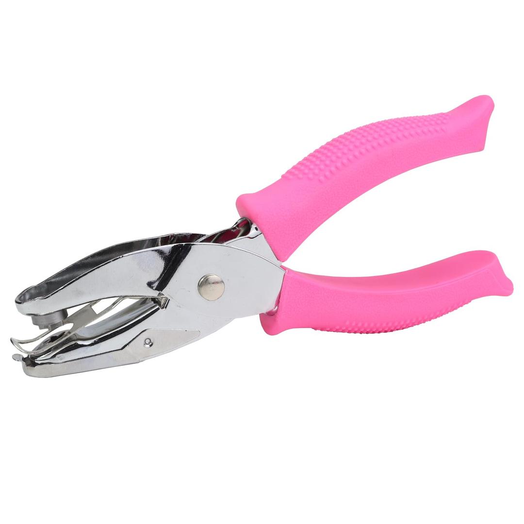 Hole Puncher for Crafts,1/4 Inch Diameter of Flower Shape Hole Handheld Single Paper Hole Punch with Pink Soft Grip Handle for Binder, Scrapbooking, Cards, Paper Crafts (Flower Hole)