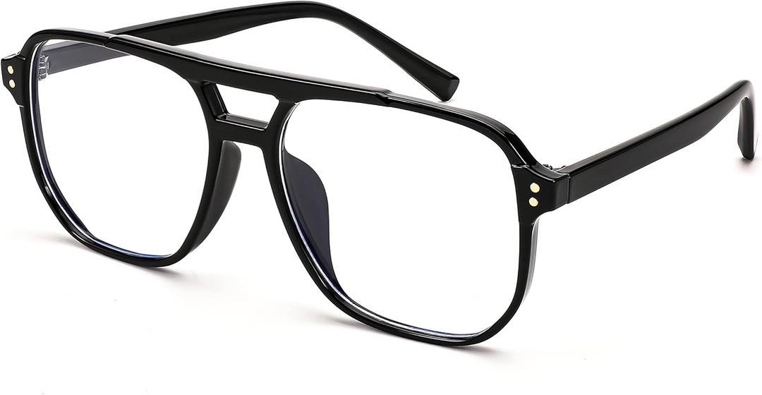FEISEDY Blue Light Blocking Glasses Fake Nerd Clear Square Computer Lightweight Pilot Glasses Frame Oversized, Lens Width: 54 Millimeters