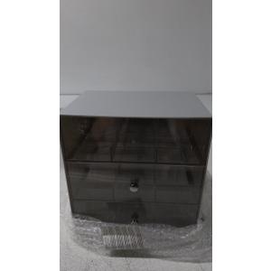 mDesign Plastic Tea Bag Caddy Box Storage Container Organizer Holder with 3 Drawers - for Kitchen Pantry, Cabinet, Countertop - Holds Coffee, Sugar Packets - Lumiere Collection, Light Gray/Clear