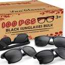 100 Pack Black Sunglasses Bulk, 80s Style Plastic Sun Glasses Toy, Carnival Prizes, Summer Beach/Pool Party Favor for Kids Adult, Birthday Decoration Supplies, Goody Bag Stuffer, Gift Box for Boy Girl