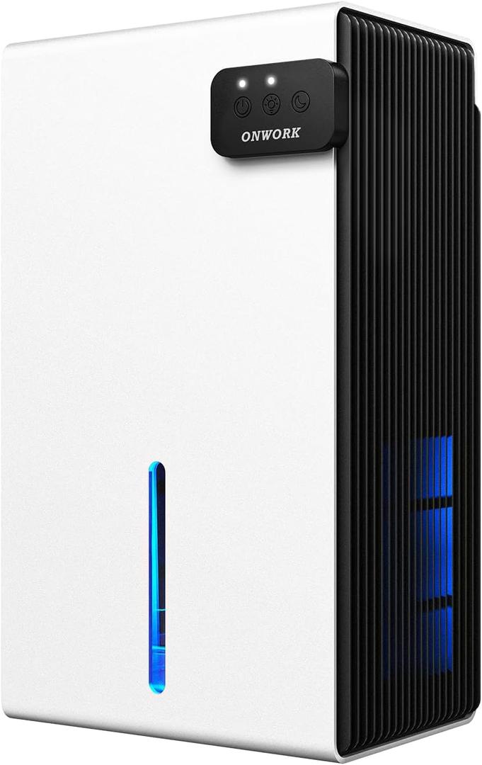 Dehumidifier, 95 OZ Dehumidifiers for Home (800 sq.ft), Quiet Small Dehumidifiers for Bedroom Bathroom Basements Closet RV, Auto Shut Off, Two Working Models and 7 Colors LEDWhite