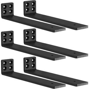 MLOQI 6 Pack Heavy Duty Shelf Brackets, L Brackets for Shelves, 5mm Thick Floating Shelf Bracket Up to 50KG Capacity (12Inch)